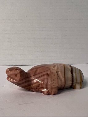 Vintage Hand Carved Polished Quartz Turtle Figurine, Paperweight, 4" Long, 7 Oz